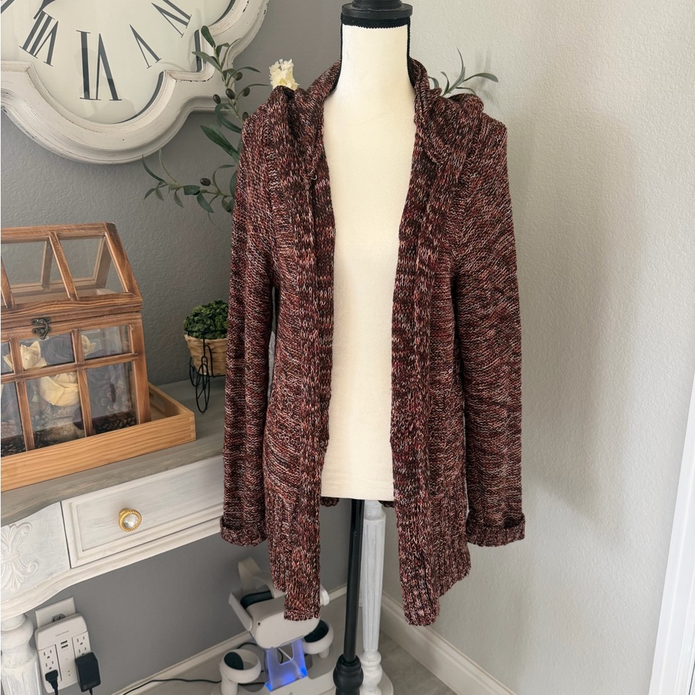 Maurices Elegant Burgundy Women's Hooded Cardigan